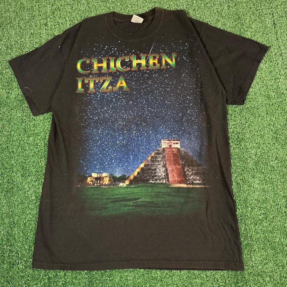 Chichen Itza Mexico Graphic Tee Black XL YOS Sportwear Tourist Shirt